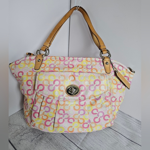 Coach Vintage Leah Signature Op Art Muti-color CC Shopper Tote #13142 & Wristlet - Picture 3 of 16